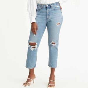 Levi’s Premium Wedgie Straight High Rise Jeans Distressed Button Fly Size 26